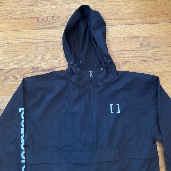 SOLIDCORE x CHAMPION BNWT Half-Zip Rain Poncho w/Hood in Black White Size S - Picture 2 of 9